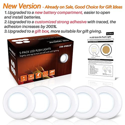 STAR-SPANGLED 2.8” LED Puck Lights Under Cabinet AAA Battery, 5 Pack White - color: White