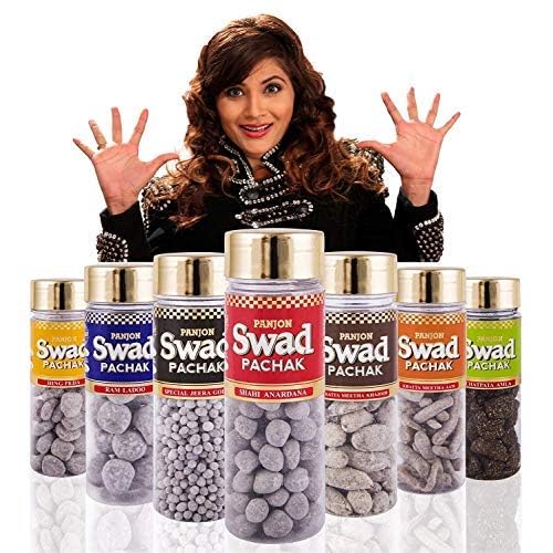 Swad Candy Pack (25 Digestive Tangy Toffee) & After Meal Mouthfresheners (Anardana, Banarasi Paan, White Sauf, Navratan Mix, Khatta Meetha Aam) 100% Vegan & Gluten Free Indian Mukhwas Sweets, 6 pcs Jute Gift Set (Super Saver Pack) - style: Maha Saver Pack