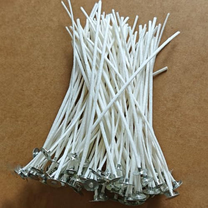 6 inch Pre-Waxed Candle Wicks - 100 Pcs Wicks with 100 Wick Stickers & 1 Gold Tray Holder, Low Smoke Wicks for DIY Candle Making, Soy Wax, Beeswax, Coconut Wax (Gold, 7) - color: Gold, size: 7