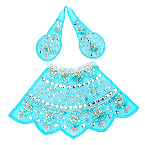 Set of 2 Durga Devi Dress poshak Puja Cloth lehanga Chunari-Pink,Blue(3") - color: Pink and Blue