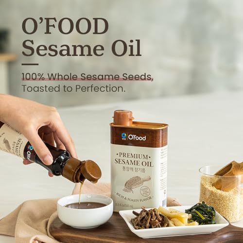 Premium Korean Sesame Oil [5.4 Fl Oz] -100% Pure Toasted Sesame Seed Oil | Korean-Style Rich & Nutty Flavor | Asian Cooking Oil for Stir Fry, Noodles, Dressing & Drizzle - O’food - size: 5.4 Fl Oz (Pack of 1)