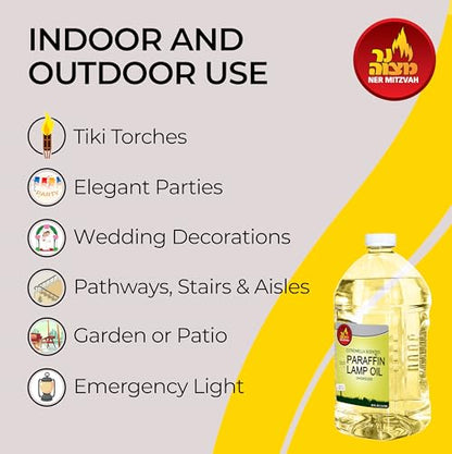 Ner Mitzvah Citronella Scented Lamp Oil, 2 Liter Smokeless and Odorless Insect and Mosquito Repellent Paraffin Lamp Oil for Indoor and Outdoor, Torches and Oil Candle - size: 67 Ounces (2 Liters)