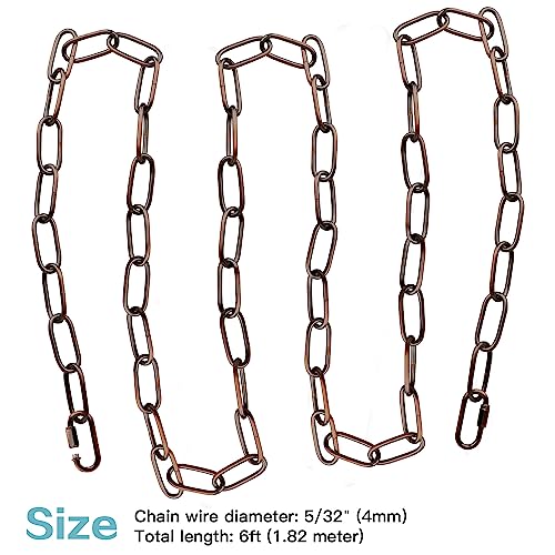 Helunsi Industrial Lighting Chain, 6 Feet Red Bronze Light Fixture Chain - color: Red Bronze