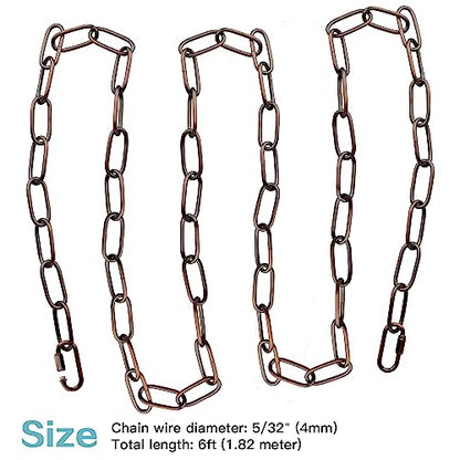 Helunsi Industrial Lighting Chain, 6 Feet Red Bronze Light Fixture Chain - color: Red Bronze