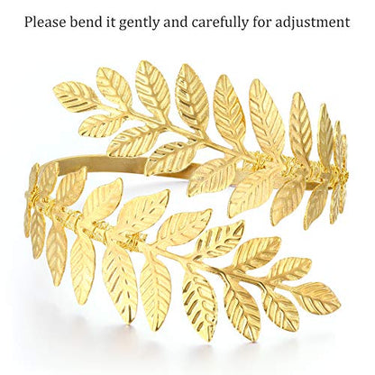 Coucoland Greek Goddess Jewelry Women - Gold Toga Athena Cleopatra Hercules Egyptian Aphrodite God Roman Accessories Set Leaf Headpiece Crown Halloween