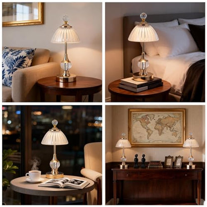 Gold Crystal Battery Operated Rechargeable Lamp Cordless, Pumpkin - color: Gold-Pumpkin