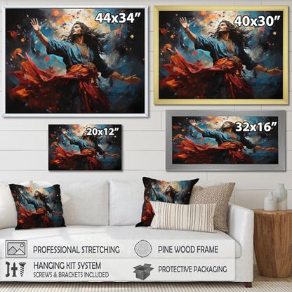 DesignQ Hinduism Wall Art, Of Shiva Hinduisim Dance wall art, Hinduism Large Wall art decor, Teal Traditional Canvas wall art, 44x34 inches - size: 44x34