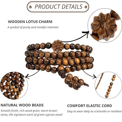108 Mala Beads Prayer Beads, Wooden Bead Bracelet, Meditation Accessories, Bead Bracelet Men, Natural Wood Bead Chain - size: 6mm