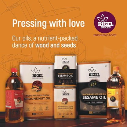 Rigel Spices | Naturally Milled Cold Pressed Sesame Oil in a Eco-Friendly Tin 33.8 fl oz(1L Tin) | No Preservatives - size: 33.8 Fl Oz (Pack of 1)