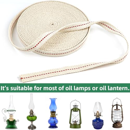 32.8 Feet Oil Lamp Wicks, 1/2 Inch Cotton Oil Lanterns Wick,Replacement Wick for Oil Burners,Kerosene Lamps & Paraffin Lanterns