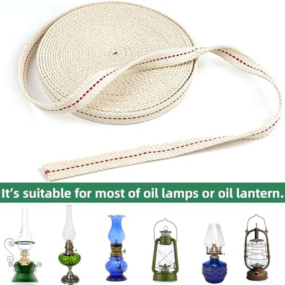 32.8 Feet Oil Lamp Wicks, 1/2 Inch Cotton Oil Lanterns Wick,Replacement Wick for Oil Burners,Kerosene Lamps & Paraffin Lanterns