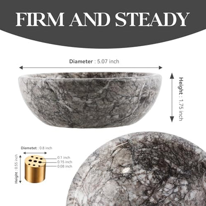 Koville Natural Marble Incense Holder, Incense Holder for Sticks with 9 Holes, Handmade Incense Burner Ash Catcher for Meditation Yoga SPA, Balsam Fir/Palo Santo/Sage/Cone (Gris Lido) - color: D=130-gris Lido
