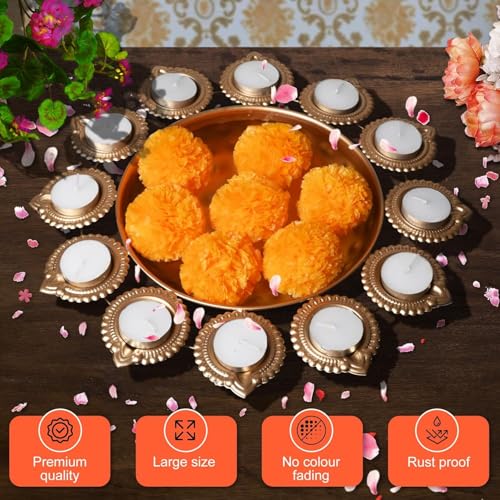 DIYANA IMPEX Urli Bowl for Diwali Decoration for Floating flowers and Perfect for Home Décor, Christmas, Pooja, Festive with Tea light Candles (Diya)