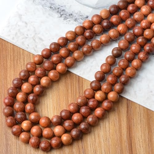 8mm Massive Beads Natural Wooden Round Loose Beads Jewelry Making with Thread 200 PCS(Red Sandalwood, 8mm) - color: Red Sandalwood, size: 8mm