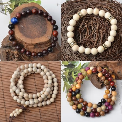 6mm Massive Beads Natural Wooden Round Loose Beads Jewelry Making with Thread 200 PCS(Black Ebony Wood, 6mm) - color: Black Ebony Wood, size: 6mm