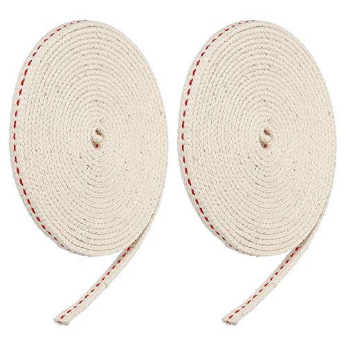 MECCANIXITY Oil Lamp Wick 0.24 Inch Flat Wide 10 Foot Cotton Lanterns Wick with Red Stitch for Kerosene Burner Lighting, 2 Roll - color: Red, size: 0.24 Inch x 10 Ft