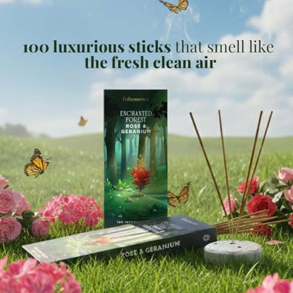 Folkulture Rose & Geranium Outdoor Incense Sticks with Holder -100 Stick - size: Pack of 100