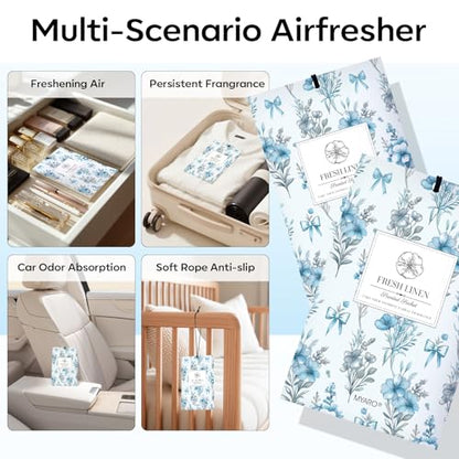 MYARO 20 Pack Linen Scented Sachets, Closet Deodorizer Car Air Freshener - color: Linen, size: 20 Packs