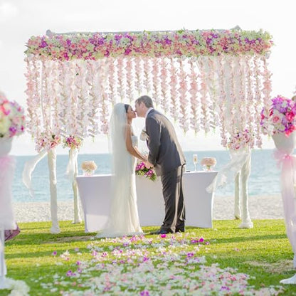 Wisteria Hanging Flowers, 24 Pcs Artificial Wisteria Garland Flower Vines - color: Light Pink, size: 24 Pack