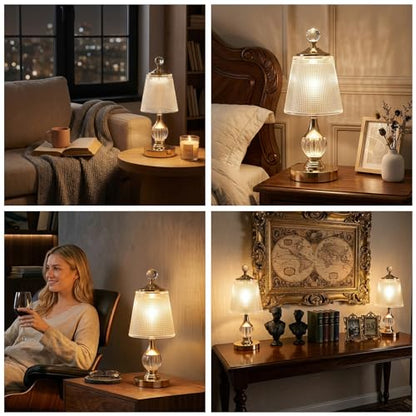 Gold Crystal Battery Operated Rechargeable Lamp Cordless, Dotted - color: Gold-Dotted