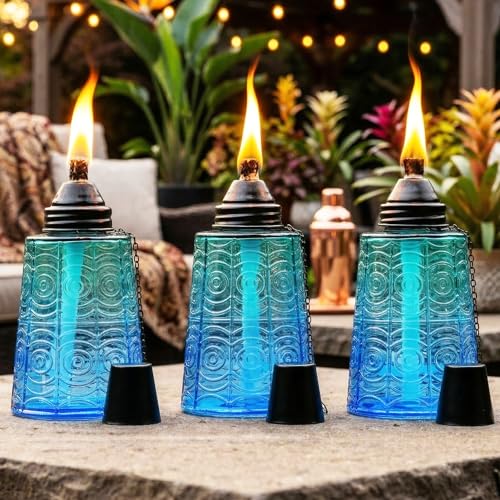 Seraphic Citronella Oil Torches for Outside Table Top Patio Decor, Tropical - color: Tropical