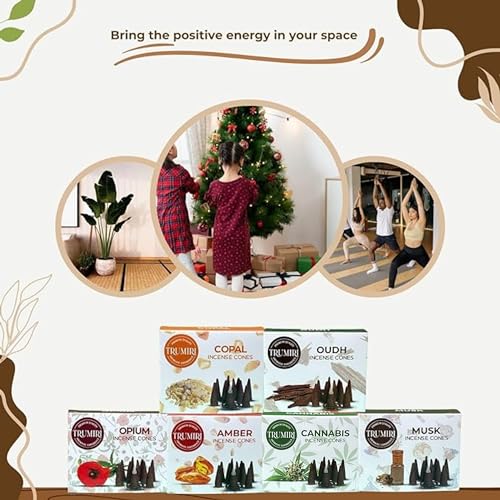 TRUMIRI Exotic Incense Cones - Variety Pack - Total 60 Cone Incense (6 Scents x 10 Conos) - Copal, Oud, Musk, Amber - Cone Incense Scents - Insense Cones - Incent Cone - color: Exotic