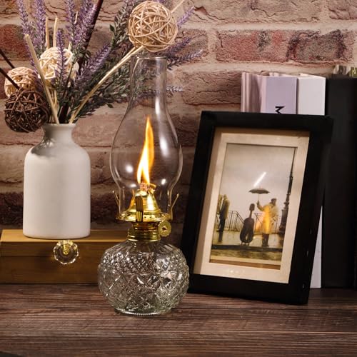 Hortsun 2 Pieces Vintage Glass Kerosene Lamp Tabletop Lantern,Cute Style - style: Cute Style