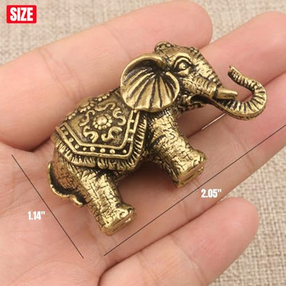 Solid Brass Miniature Elephant Statue,Brass Animals Figurine Decorative, Good Luck Symbol,Ideal Collection Gift,2.05"× 1.14"(2pcs Elephant) - color: Elephant-2pcs