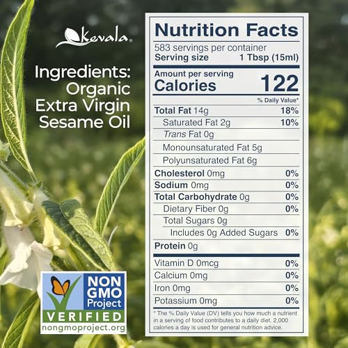 Kevala Organic Extra Virgin Sesame Oil – 17.5 lb, Body Care and Hair Care - size: 17.5 lb