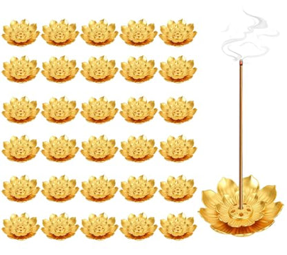 30 Pcs Diwali Gifts Bulk, Lotus Incense Holder, Indian Return Gifts for Pooja Bulk, Gold Lotus Incense Sticks Holder