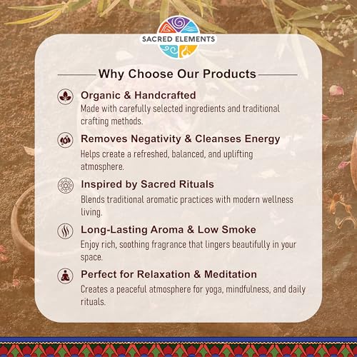Sacred Elements Organic Incense Cones – Palo Santo Scent (Pack of 4) | Natural Aromatherapy for Energy Cleansing & Relaxation | Handcrafted, Low Smoke, Long-Lasting Fragrance for Home Use
