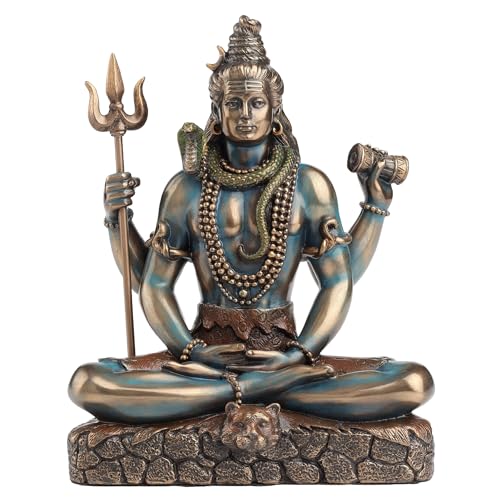 Veronese Design Lord Shiva Statue 6.25 Inch - Hindu God Meditation Figurine in Lotus Pose - Cold Cast Bronze Finish Resin Sculpture - Spiritual Home Decor & Religious Gift for Collectors