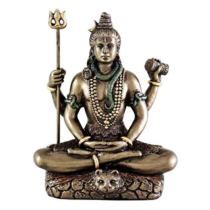 Sri Krishna Culture-New Small Shiva with 4 Hands-Height-3 Inches-Antique Finish-for Car and Home Décor