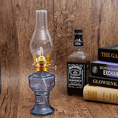 Kerosene Oil Lamp for Indoor Use,1 Kerosene Lamp,1 Tweezers and 2 Wicks - color: Blue
