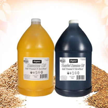 De La Rosa Organic Toasted Sesame Oil, Cold Pressed & Unrefined (1 Gallon) - size: 128 Fl Oz (Pack of 1)