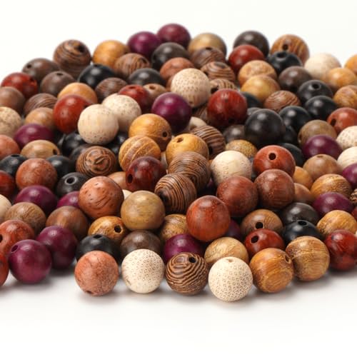 Premium Rosewood Beads Set - 200pcs 6mm Natural Gorgeous Craft Handmade Polished Spacer Mala Pray Round Beads for Bracelets DIY Rosary Tasbih Jewelry Making - color: Mix Wood (200 pcs), size: 6mm Diameter