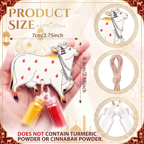 10 Pack Pichwai Cow Haldi Kumkum Holders Gifts Bulk with Empty Mini Glass Jar Pasupu Sindoor Set Return Gift for Varalakshmi Vratam, Diwali, Pooja, Indian Wedding, Housewarming Favor Traditional Puja