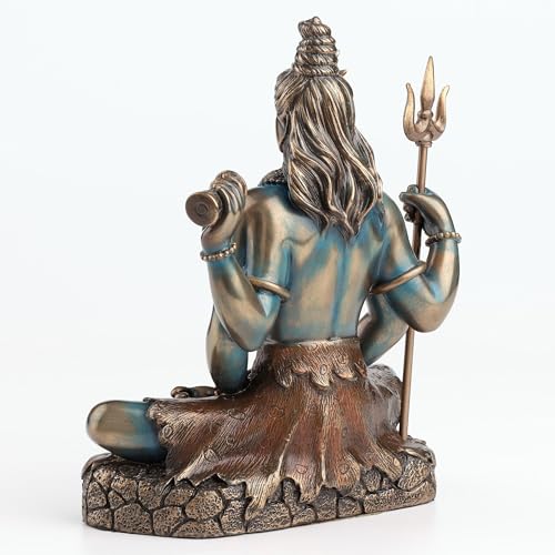 Veronese Design Lord Shiva Statue 6.25 Inch - Hindu God Meditation Figurine in Lotus Pose - Cold Cast Bronze Finish Resin Sculpture - Spiritual Home Decor & Religious Gift for Collectors