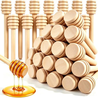 25PCS Wooden Honey Dipper Sticks, 3 inch Mini HoneyComb stick
