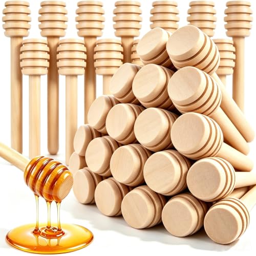 25PCS Wooden Honey Dipper Sticks, 3 inch Mini HoneyComb stick