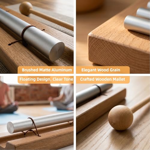 1 Tone Hand Chime Bell for healing, Meditation Chime Bar with Wooden Mallet for Teachers Classroom Management, Mindfulness Bell Percussion Instrument for Yoga, Prayer, Focus and Relaxation