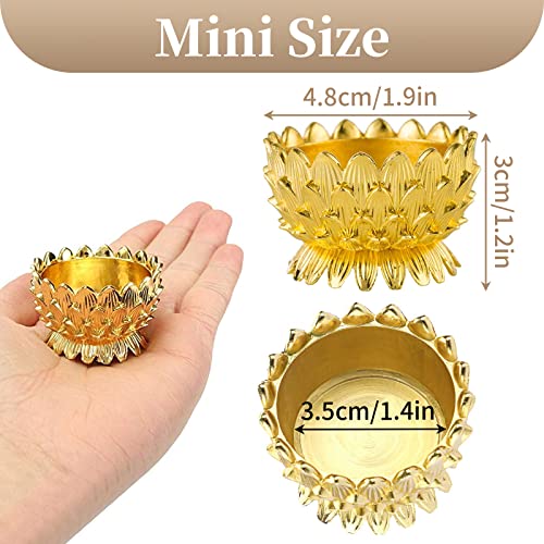 Sziqiqi Lotus Diya for Diwali Pooja Decorations for Home, Set of 12, Gold - size: Pack of 12