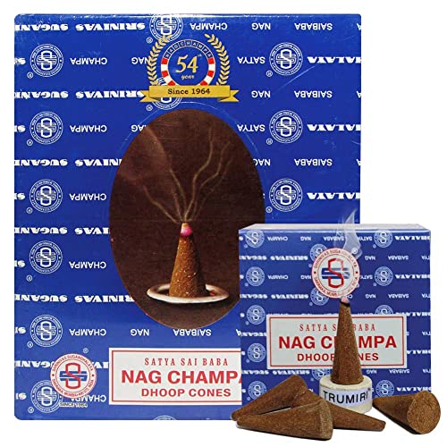 Nag Champa Incense Cones and Cone Incense Burner Bundle Insence Insense Satya Incense - color: Nag Champa - 12