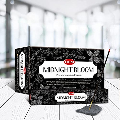 HEM Midnight Bloom Natural Masala Relaxing Incense Sticks - 12 Packets (15g Each) - size: Midnight Bloom