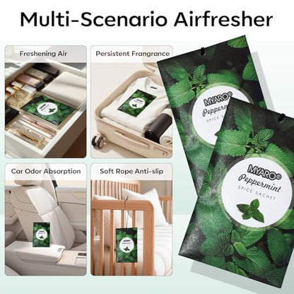 MYARO 12 Pack Peppermint Scented Sachets, Closet Deodorizer Car Freshener - color: Mint, size: 12 Packs