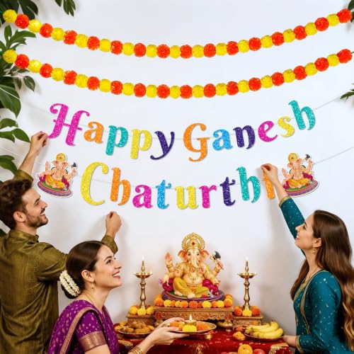 Ganesh Chaturthi Decorations, Happy Ganesh Chaturthi Banner Set - color: Ganesh Chaturthi