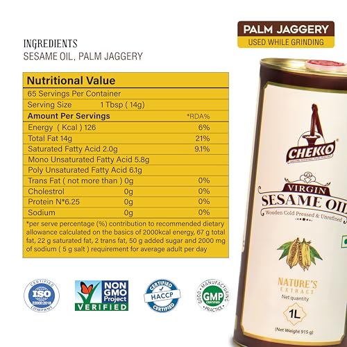 Cold Pressed Sesame Oil 5L (169 Fl Oz) Pure Sesame Seed Oil for Cooking - size: 169 Fl Oz (Pack of 1)