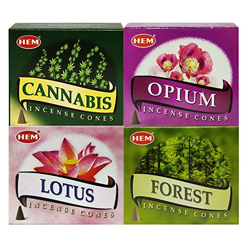 Hem Incense Cones Variety Pack #2 and Cone Incense Burner Bundle with 4 Most Liked Fragrances - color: Popular4b