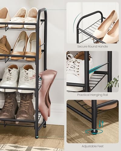 SONGMICS 4-Tier Long Stackable Metal Shoe Rack, Holds Up to 20 Pairs - color: Black, size: 4 Tiers (39.5"W)