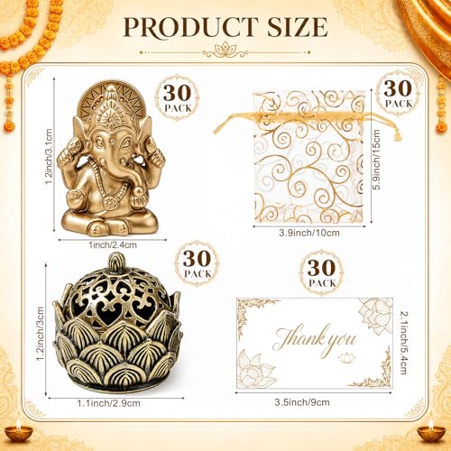 AceOrbit 30 Pack Diwali Party Favors Set, Lotus Incense Ganesha, Vintage - style: Vintage